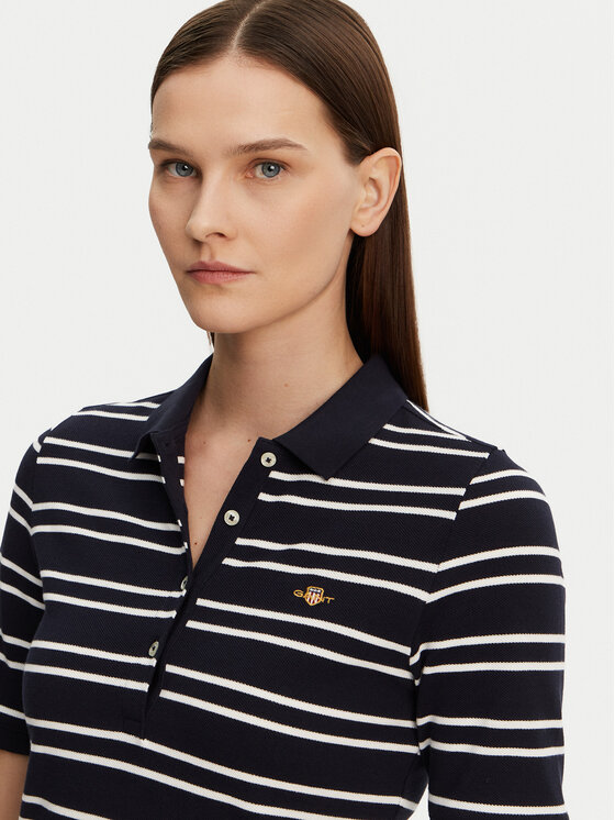 Gant Gant Vsakodnevna obleka Striped Shield 4200571 Mornarsko modra Slim Fit