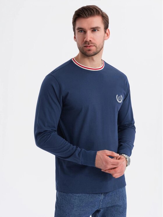 Ombre Ombre Longsleeve OM-LSCL-0128 Niebieski Regular Fit