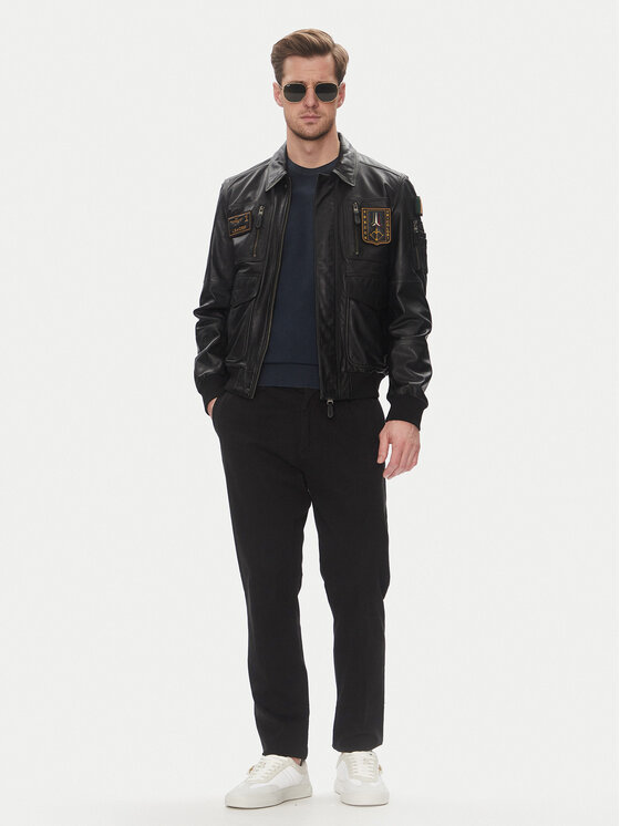 Aeronautica Militare Aeronautica Militare Bőrkabát 251PN5046PL265 Fekete Regular Fit