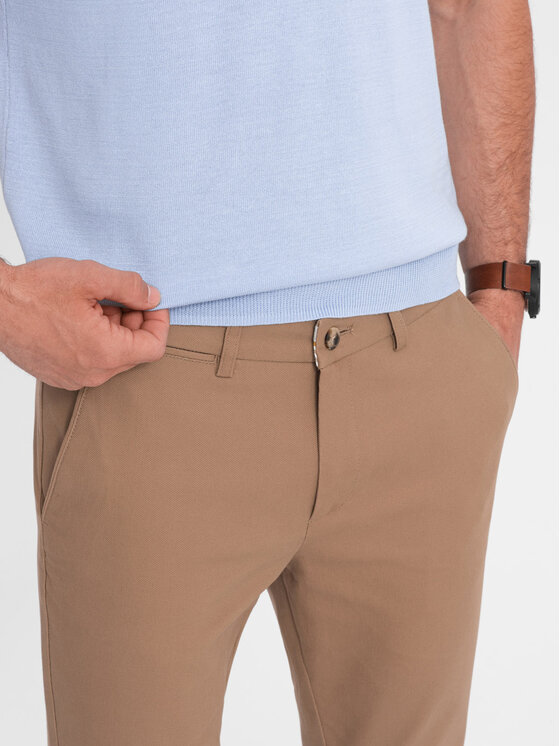 Ombre Ombre Chinosy OM-PACP-0186 Brązowy Slim Fit