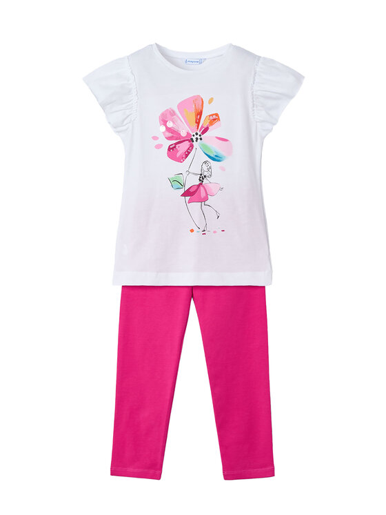 Mayoral Mayoral Set tricou și leggings 3705 Roz Regular Fit