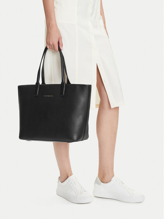 Tommy Hilfiger Tommy Hilfiger Τσάντα Th Logotape Tote AW0AW17449 Μαύρο