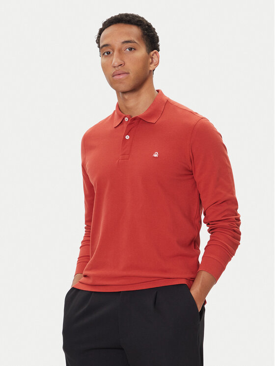 United Colors Of Benetton United Colors Of Benetton Polo 3089J3204 Bordowy Regular Fit