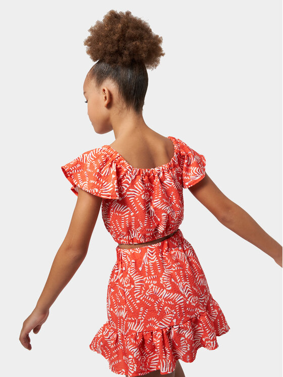 Mayoral Mayoral Komplet bluza in krilo 6966 Oranžna Regular Fit