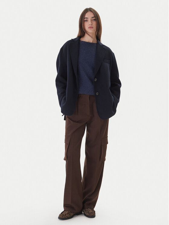 ViCOLO ViCOLO Płaszcz wełniany TF0005 Granatowy Regular Fit