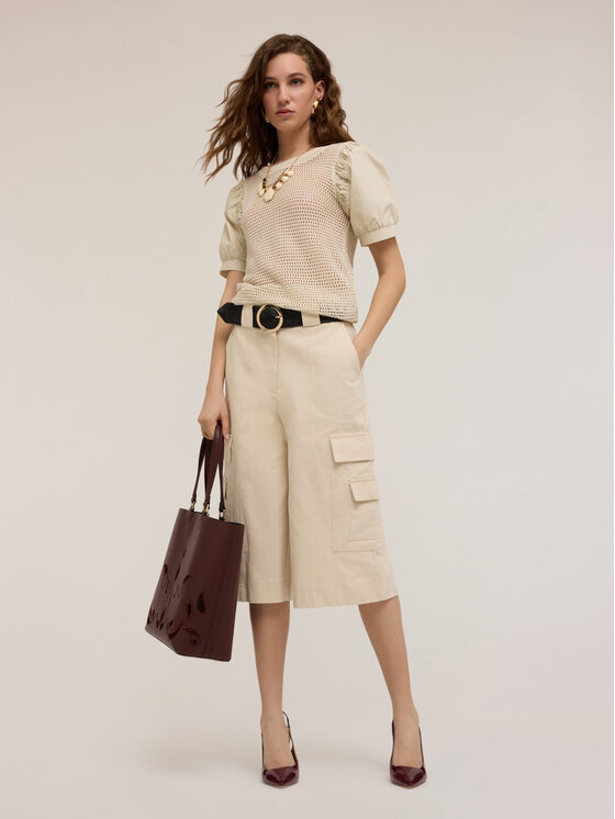 Motivi Motivi Cardigan M298W003379N002 Écru Regular Fit