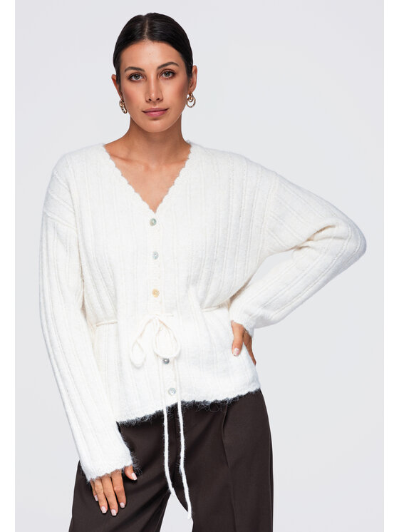 Ombre Ombre Sweter OW-SW-E0012 Beżowy Regular Fit