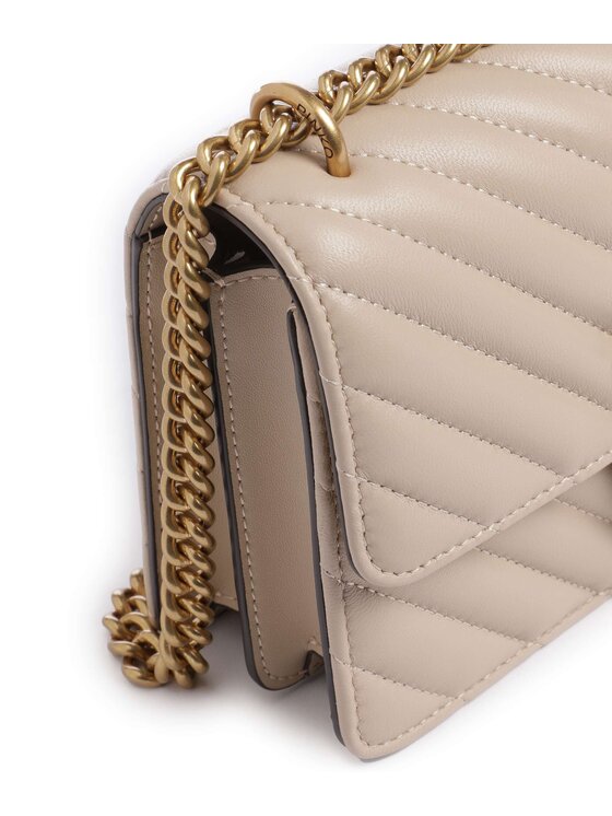 PINKO PINKO Τσάντα Beige Calf Leather Bos Taurus Shoulder Bag Μπεζ