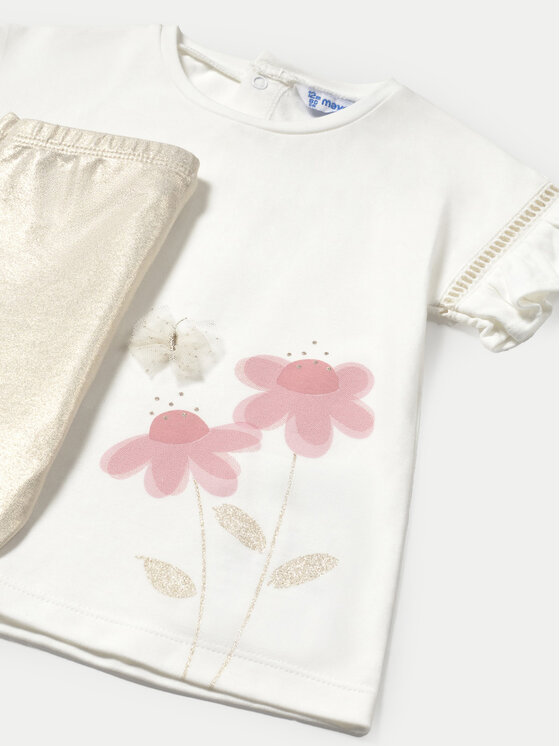 Mayoral Mayoral Komplet t-shirt i legginsy 1734 Beżowy Regular Fit