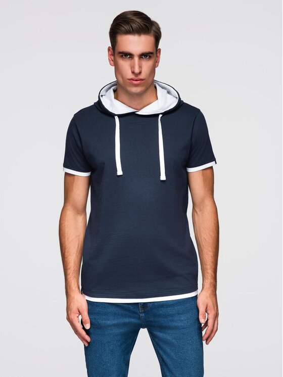 Ombre Ombre T-Shirt OM-TSCT-0256 Granatowy Regular Fit