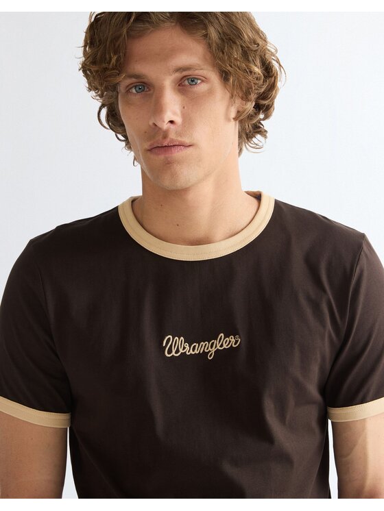 Wrangler Wrangler T-Shirt RINGER TEE Niebieski Regular Fit