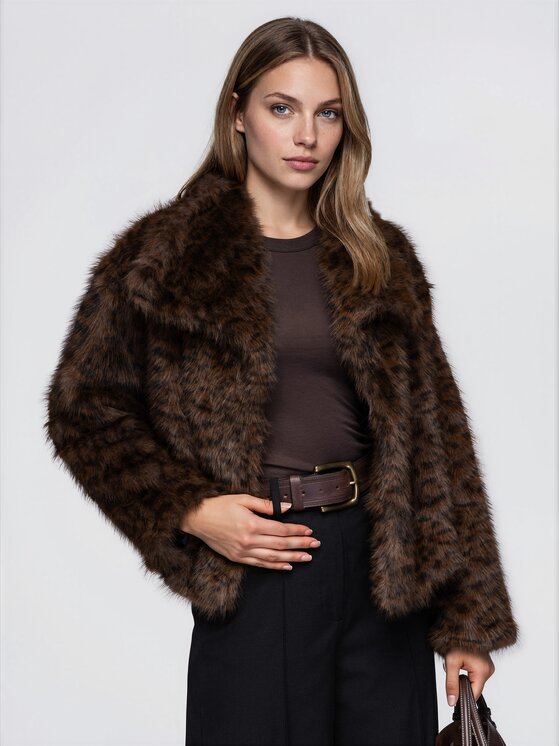 Ombre Ombre Futro OW-FR-E0011 Brązowy Relaxed Fit