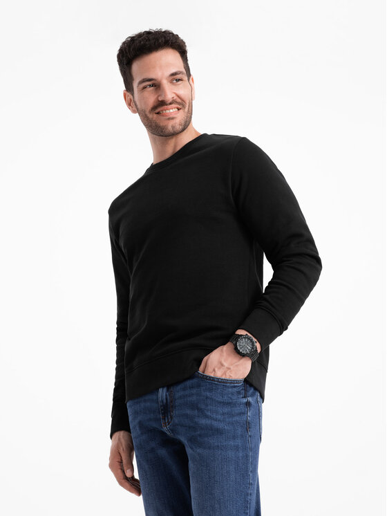 Ombre Ombre Bluza OM-SSBN-0175 Czarny Regular Fit