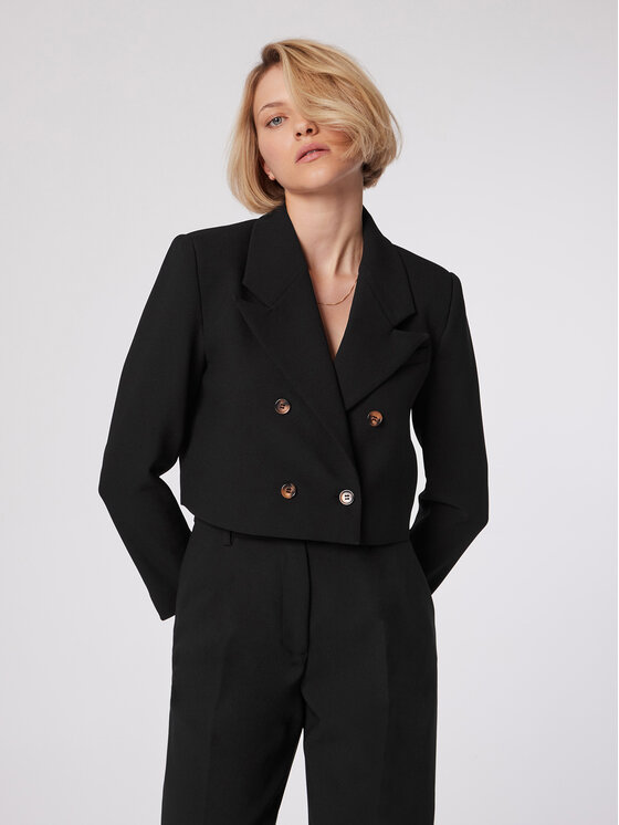 Simple Simple Сако MKD504-01 Черен Cropped Fit