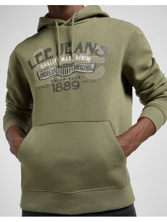 Lee Lee Bluzka BIG LOGO HOODIE Zielony Regular Fit