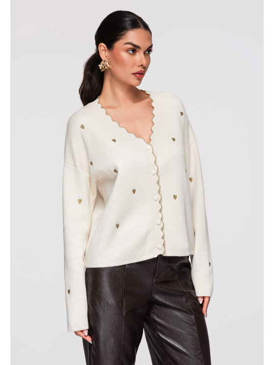 Ombre Ombre Kardigan OW-SWCD-0102 Beżowy Loose Fit