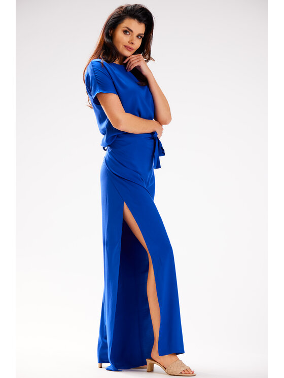 Awama Awama Spodnie damskie A589 Niebieski Basic Fit