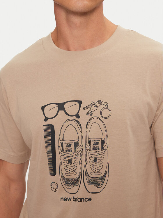 New Balance New Balance Póló Sport Essentials Graphic MT43902DRW Bézs Regular Fit