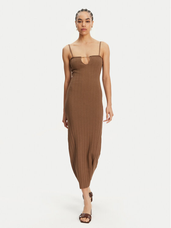 JACQUEMUS JACQUEMUS Sukienka dzianinowa 24E241KN358-2355 Brązowy Regular Fit