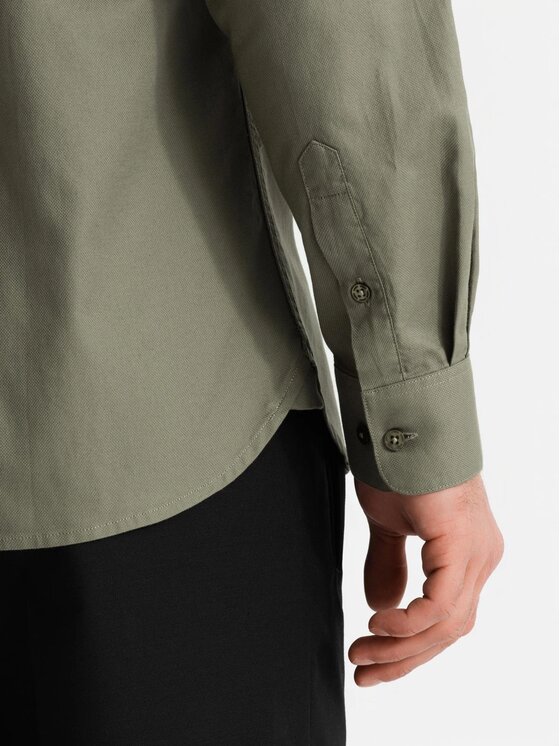 Ombre Ombre Košile OM-SHCS-0147 Khaki Regular Fit