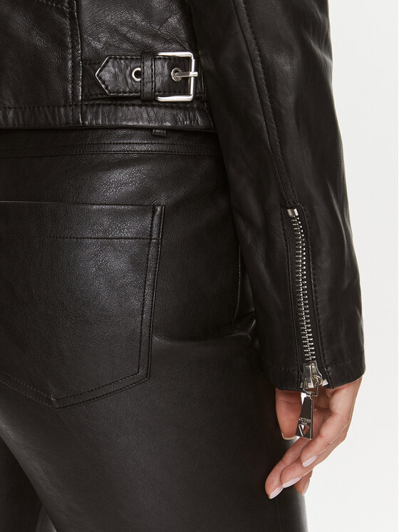 Guess Guess Bőrkabát W3BL83 L0O00 Fekete Regular Fit
