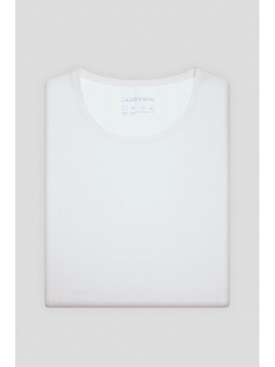 Lancerto Lancerto T-Shirt Koszulka Damska z Bawełną Biała Savina TS073225000011 Biały Slim Fit