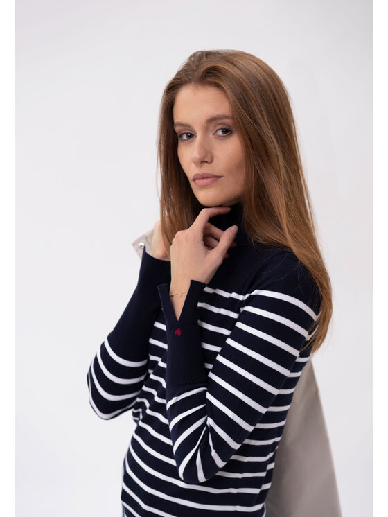 Volcano Volcano Sweter S-JANE Granatowy Regular Fit