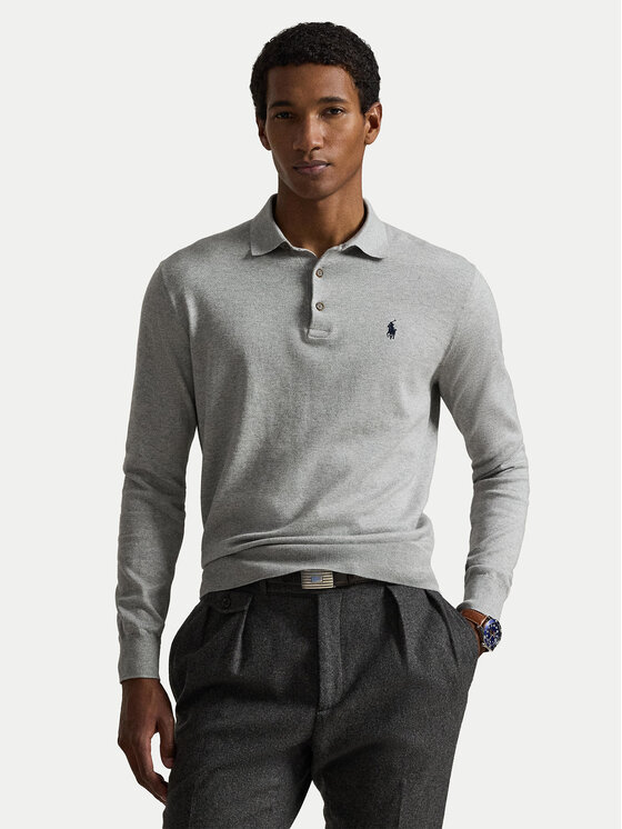 Polo Ralph Lauren Polo Ralph Lauren Тениска с яка и копчета 710P04446002 Светлосив Regular Fit