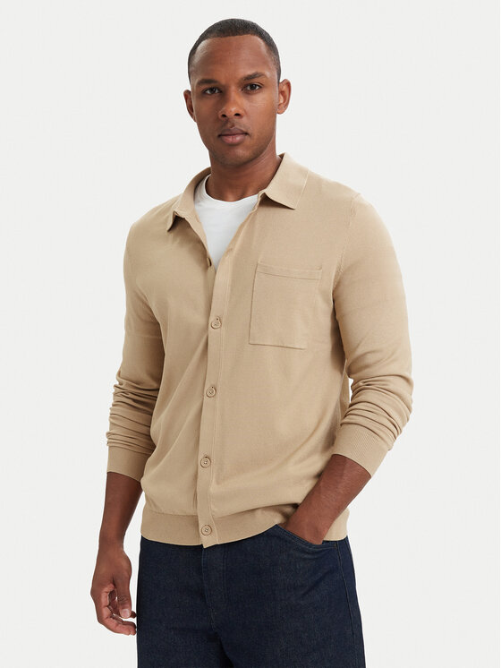 HUGO Cardigan San Jordan 50553663 Bej închis Regular Fit