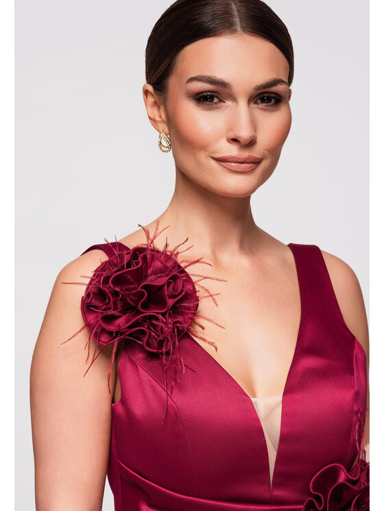 Ombre Ombre Sukienka wieczorowa LA-OM-DLR269 Bordowy Regular Fit