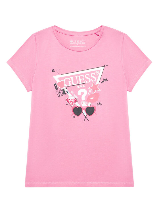 Guess T-Shirt J5YI00 K6YW4 Różowy Regular Fit