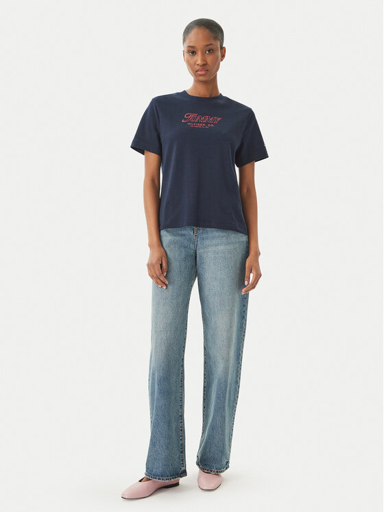 Tommy Hilfiger Tommy Hilfiger T-shirt Logo Interlock WW0WW48707 Blu scuro Regular Fit