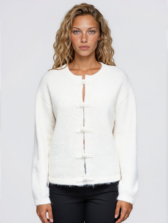 Ombre Ombre Sweter OW-SW-E0061 Beżowy jasny Relaxed Fit