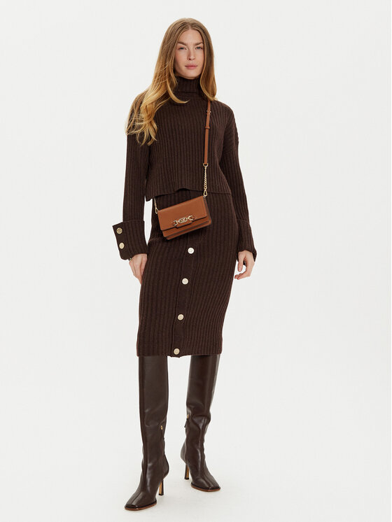 ViCOLO ViCOLO Midi sukňa 55017S Hnedá Regular Fit
