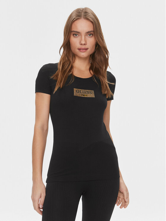 Guess Guess Tricou W4RI33 J1314 Negru Slim Fit