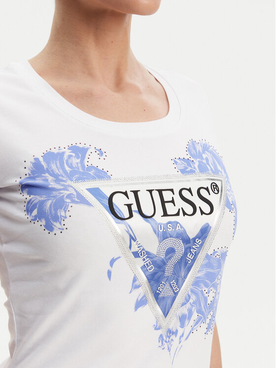 Guess Guess T-Shirt W5GI08 J1314 Bílá Slim Fit