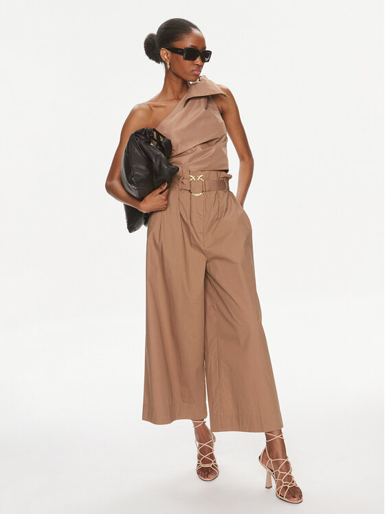 PINKO Pinko Culottes nohavice Poseidone 103006 A1N3 Hnedá Relaxed Fit