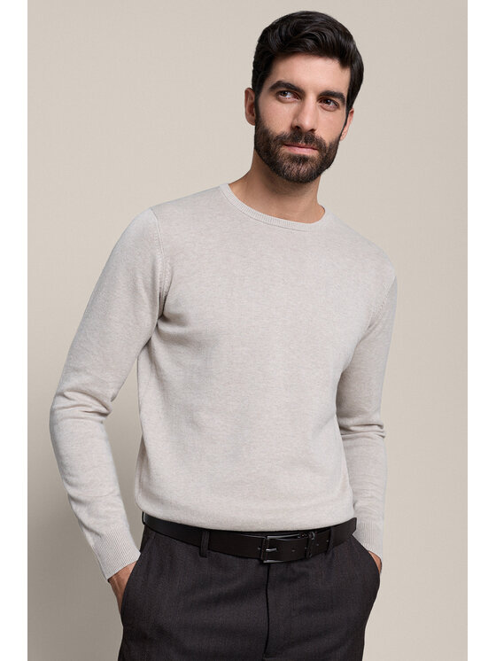 Lancerto Lancerto Sweter Christopher SW073226000039 Beżowy Regular Fit
