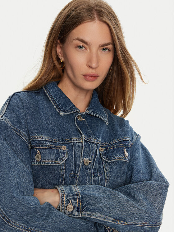 Guess Guess Džinsinė striukė W4YN21 D5B65 Mėlyna Classic Fit