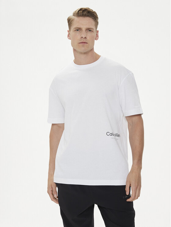 Calvin Klein T-krekls Off Placement K10K113102 Balts Regular Fit