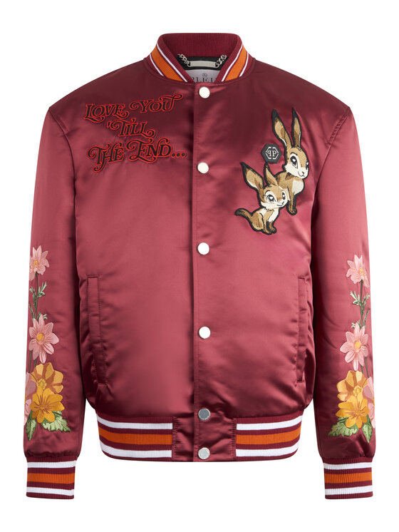 PHILIPP PLEIN PHILIPP PLEIN Kurtka bomber 26063 Bordowy Regular Fit