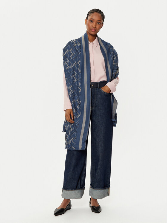 Tommy Hilfiger Tommy Hilfiger Šál Distinct Jacquard Scarf AW0AW16372 Modrá