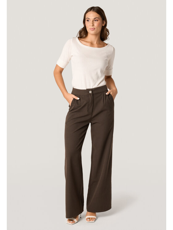 QUIOSQUE QUIOSQUE Kalhoty z materiálu Quiosque 3TP003126 Hnědá Regular Fit