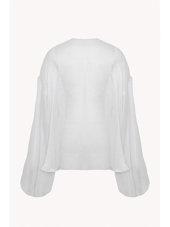 Epuzer Epuzer Koszula Silk sheer Biały Loose Fit