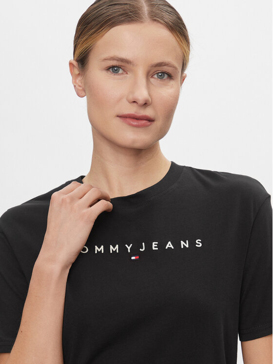Tommy Jeans Tommy Jeans T-krekls Tjw Rlx New Linear Tee DW0DW17836 Melns Relaxed Fit