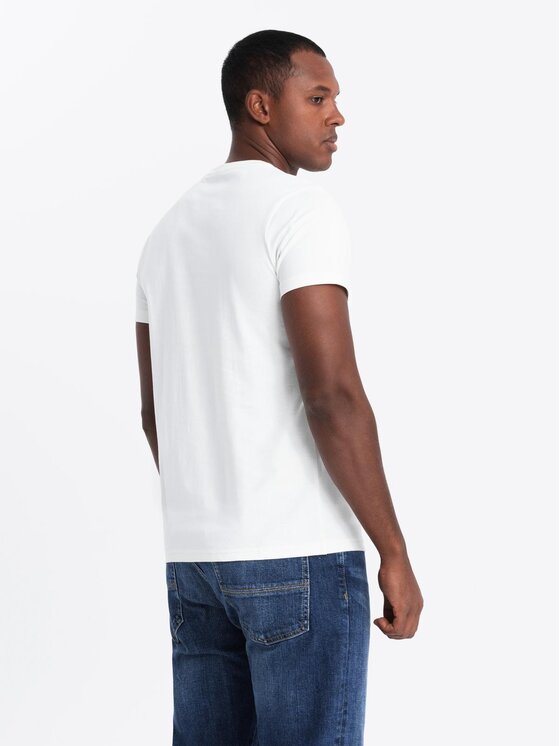 Ombre Ombre T-Shirt S2041 Biały Regular Fit