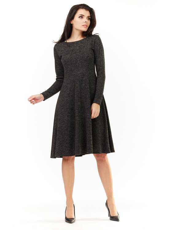 Awama Awama Sukienka dzianinowa A210 Szary Basic Fit