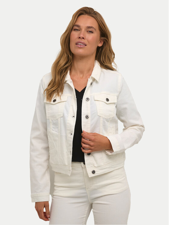 Kaffe Giacca di jeans Zelina 10506287 Écru Regular Fit, taglia : 36