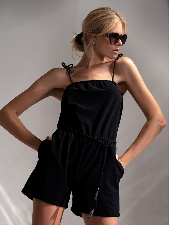 Miss Lou Miss Lou Kombinezon O-BE1-CZ Czarny Regular Fit