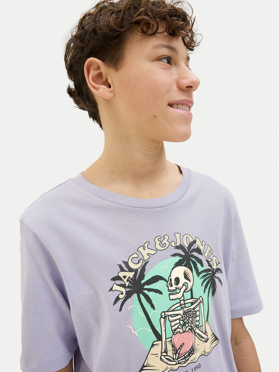 Jack & Jones Junior Jack & Jones Junior T-Shirt Elijah 12269825 Fioletowy Regular Fit